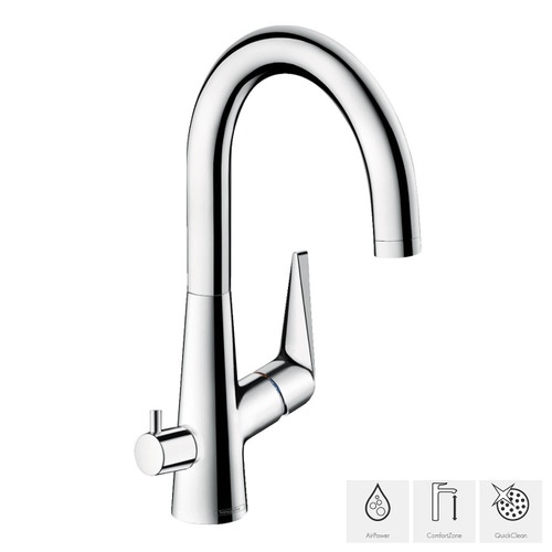Immagine di Hansgrohe M51 miscelatore cucina monocomando alto con valvola d'arresto finitura cromo 73858000