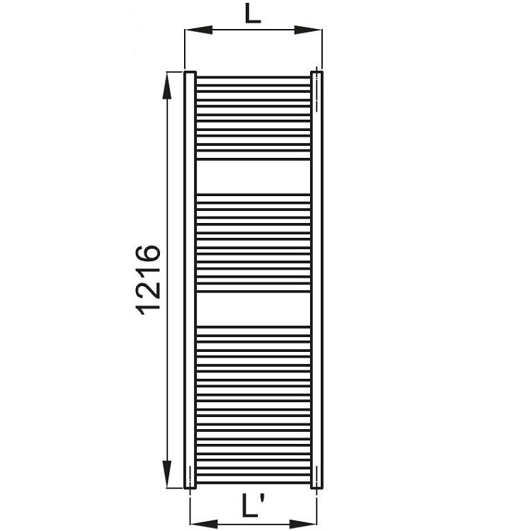 Immagine di Irsap QUADRE' scaldasalviette, 24 tubi, 2 intervalli, H.121,6 L.43 P.4,2 cm, colore bianco QSM043B01IR01NNN01