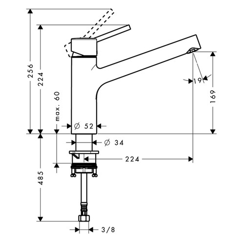 Immagine di Hansgrohe M52 miscelatore cucina monocomando medio finitura cromo 73862000