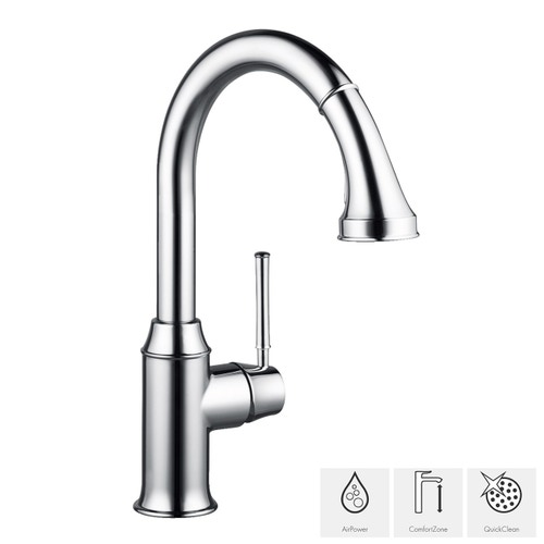 Immagine di Hansgrohe M53 miscelatore cucina monocomando alto con doccetta estraibile finitura cromo 73870000