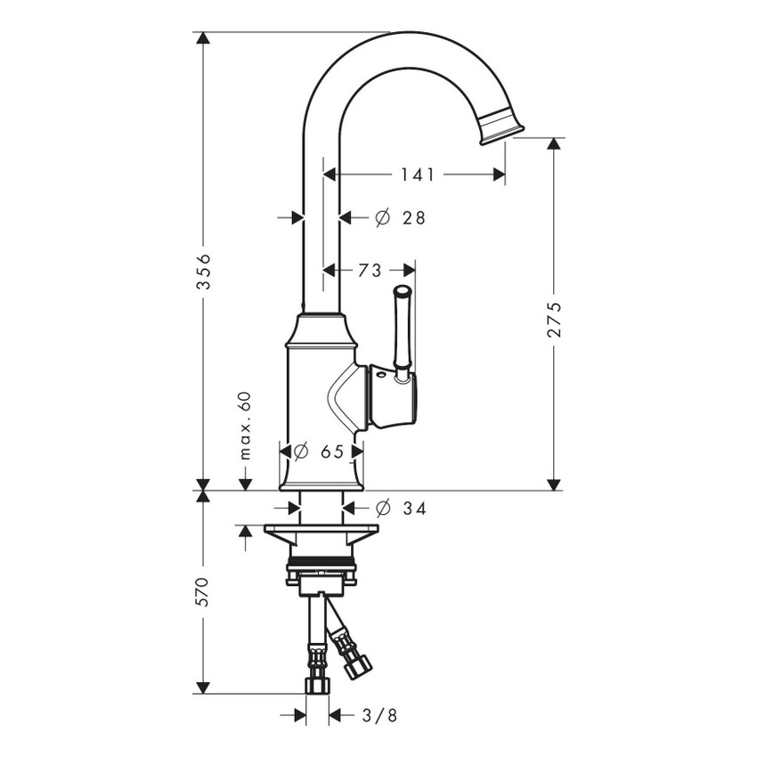 Immagine di Hansgrohe M53 miscelatore cucina monocomando medio finitura cromo 73872000