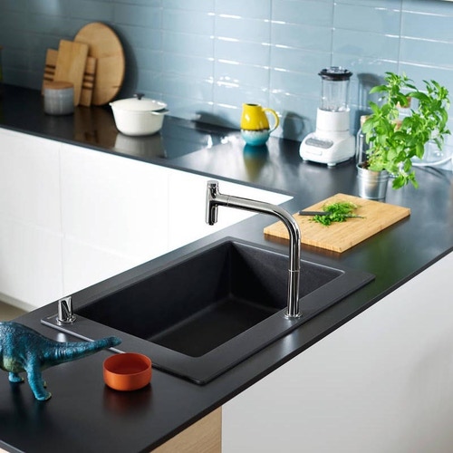 Immagine di Hansgrohe M71 miscelatore cucina monocomando a 2 fori, con bocca d'erogazione estraibile, finitura cromo 73804000