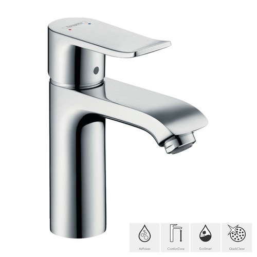 Immagine di Hansgrohe METRIS miscelatore monocomando lavabo medio 110 con scarico e saltarello finitura cromo 31080000