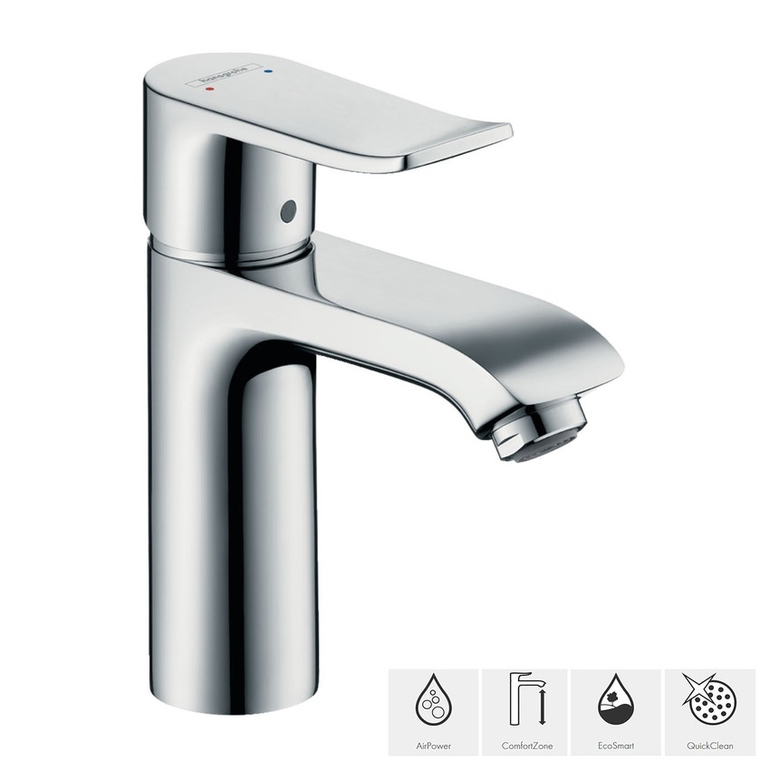 Immagine di Hansgrohe METRIS miscelatore monocomando lavabo medio 110 con scarico e saltarello finitura cromo 31080000