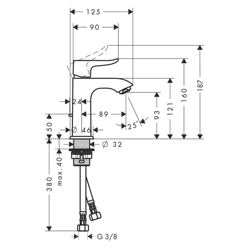 Immagine di Hansgrohe METRIS miscelatore monocomando a lavabo 100, lavamani con scarico e saltarello, finitura cromo 31088000
