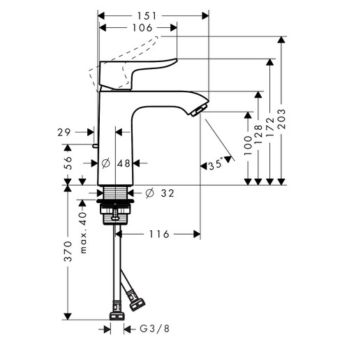 Immagine di Hansgrohe METRIS miscelatore monocomando lavabo medio110 CoolStart con scarico e saltarello finitura cromo 31121000