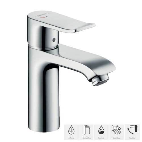 Immagine di Hansgrohe METRIS miscelatore monocomando lavabo medio110 CoolStart con scarico e saltarello finitura cromo 31121000