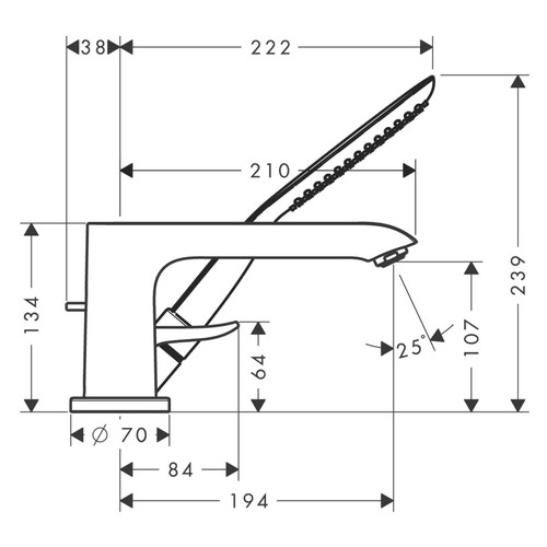 Immagine di Hansgrohe METRIS rubinetteria 3 fori monocomando, per bordo vasca, finitura cromo 31190000
