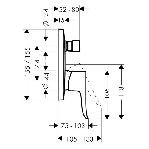Immagine di Hansgrohe METRIS miscelatore monocomando vasca, ad incasso, finitura cromo 31454000