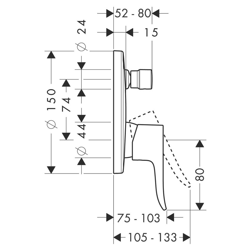 Immagine di Hansgrohe METRIS miscelatore monocomando vasca, ad incasso, con valvola antiriflusso, finitura cromo 31487000