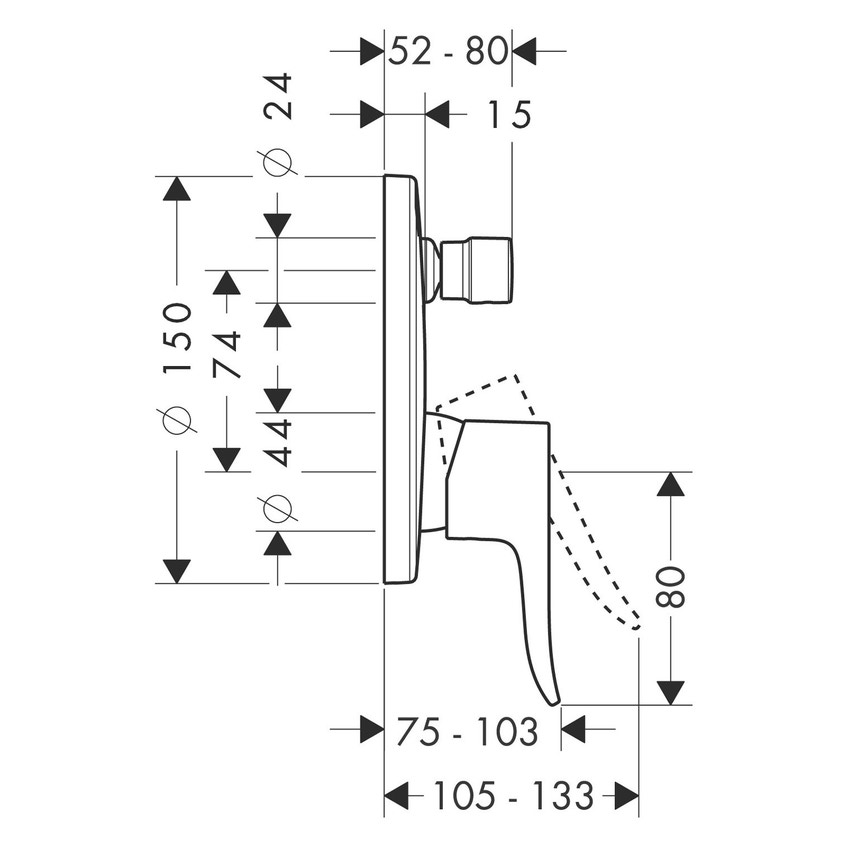 Immagine di Hansgrohe METRIS miscelatore monocomando vasca, ad incasso, finitura cromo 31493000