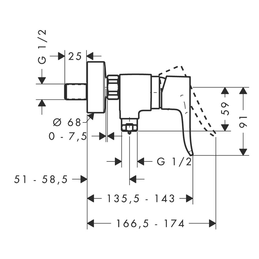 Immagine di Hansgrohe METRIS miscelatore monocomando doccia, esterno, finitura cromo 31680000