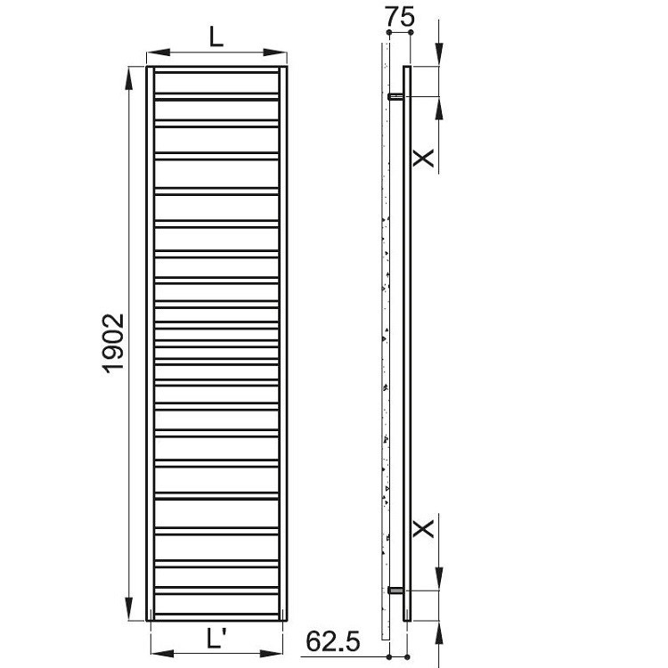 Immagine di Irsap TOLE' scaldasalviette, per riscaldamento tradizionale, 21 tubi, H.190,2 L.48,1 P.4,74 cm, finitura cromo TCG048B50IR01NNN01