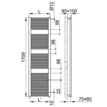 Irsap 1720 ARES scaldasalviette, 34 tubi, 3 intervalli, H.172 L.53 P.3 cm, colore  bianco - EIG053B01IR01NNN01