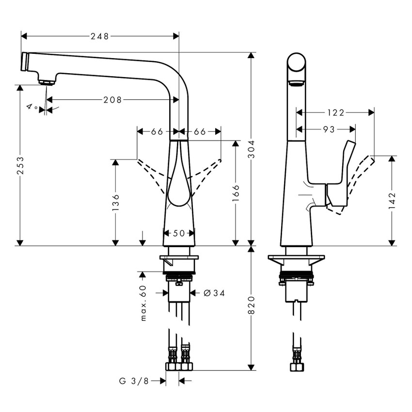 Immagine di Hansgrohe METRIS SELECT miscelatore cucina monocomando H.30 cm 260, finitura cromo 14847000