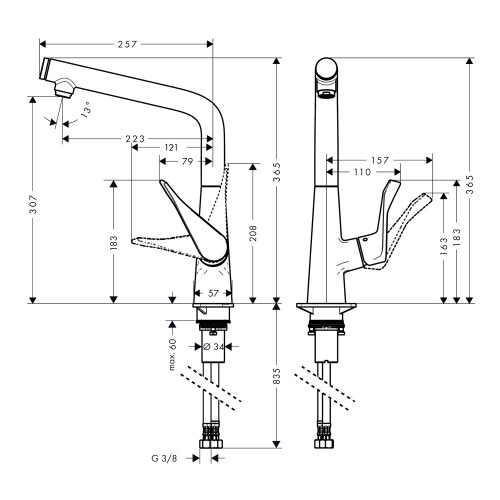 Immagine di Hansgrohe METRIS SELECT miscelatore cucina monocomando 320, finitura cromo 14883000