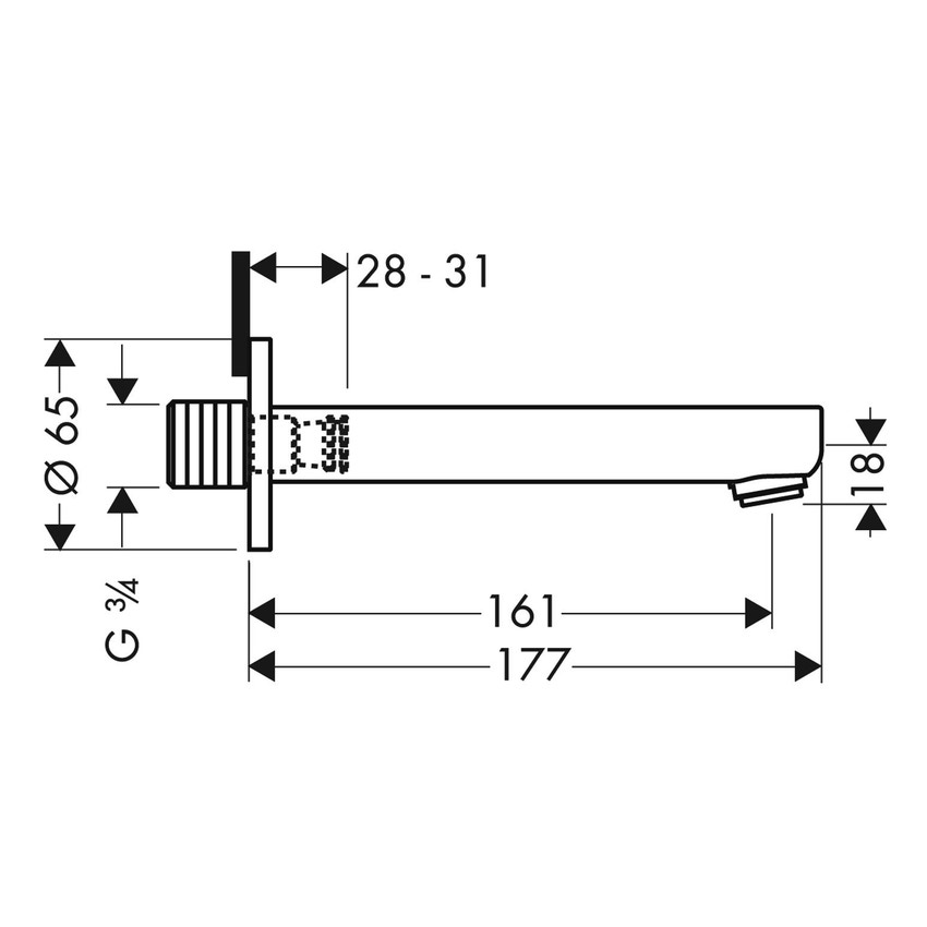 Immagine di Hansgrohe METRIS S bocca di erogazione, finitura cromo 14420000