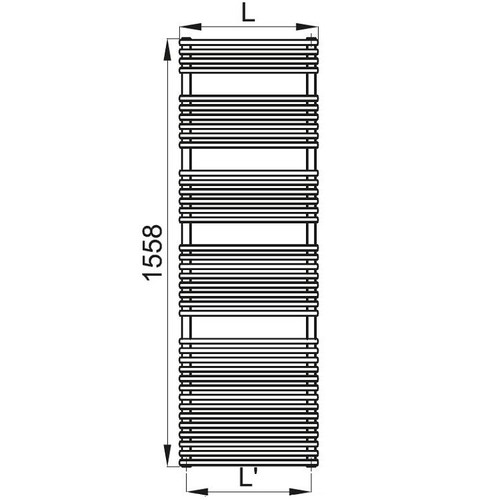 Immagine di Irsap FLAUTO 2 scaldasalviette doppio, 76 tubi, 4 intervalli,155,8x55,6x6,2 cm, bianco whisper peach finitura lucido FDL055B36IR01NNN01