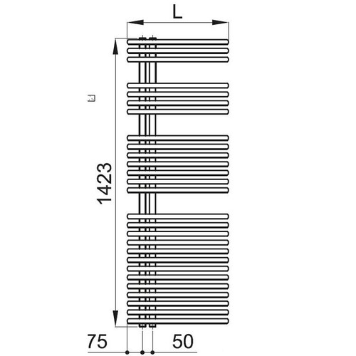 Immagine di Irsap FUNKY scaldasalviette, 27 tubi, 3 intervalli, H.142,3 L.60 P.6,2 cm, attacco sinistro, colore nero grafite finitura ruvido FLL060B18IR01NNN01