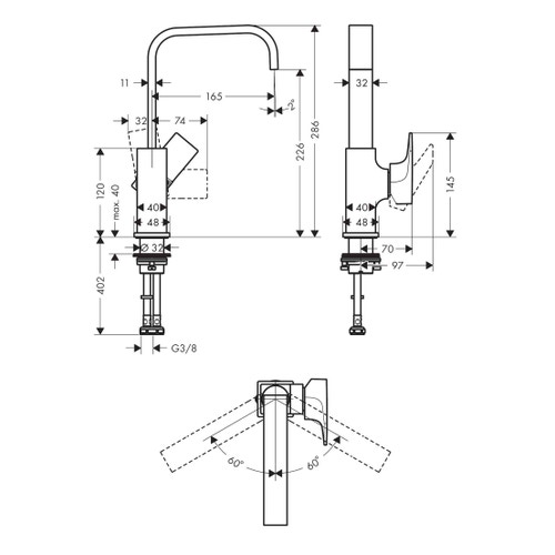 Immagine di Hansgrohe METROPOL miscelatore monocomando lavabo H.29 cm 230, con maniglia a leva e piletta push-open, finitura cromo 32511000