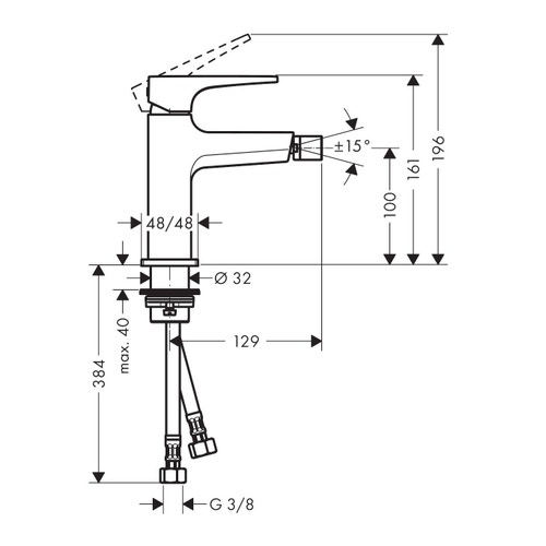 Immagine di Hansgrohe METROPOL miscelatore monocomando bidet, con maniglia a leva e piletta push-open, finitura cromo 32520000