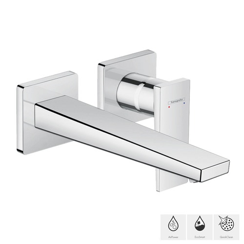 Immagine di Hansgrohe METROPOL miscelatore monocomando lavabo ad incasso a parete con maniglia a leva e bocca erogazione 22.5 cm finitura cromo 32526000