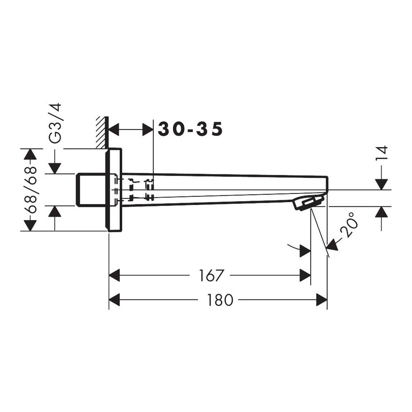 Immagine di Hansgrohe METROPOL bocca di erogazione, finitura cromo 32542000