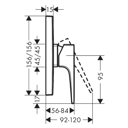 Immagine di Hansgrohe METROPOL miscelatore monocomando doccia, ad incasso, con maniglia a leva, finitura cromo 32565000
