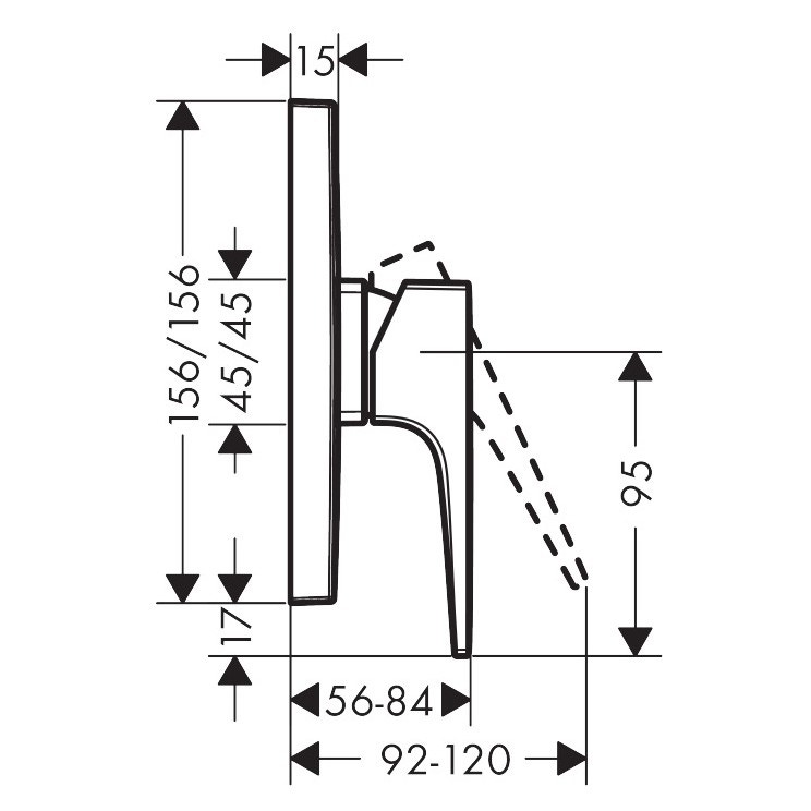 Immagine di Hansgrohe METROPOL miscelatore monocomando doccia, ad incasso, con maniglia a leva, finitura cromo 32565000