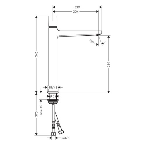 Immagine di Hansgrohe METROPOL miscelatore lavabo 260, Select, con piletta push-open, finitura cromo 32572000