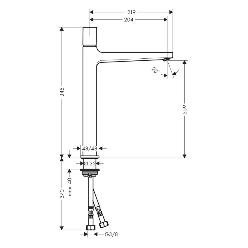 Immagine di Hansgrohe METROPOL miscelatore lavabo 260, Select, con piletta push-open, finitura cromo 32572000