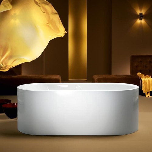 Immagine di Kaldewei MEISTERSTÜCK CENTRO DUO OVAL vasca L.180 P.80 cm, in acciaio smaltato, con colonna di scarico KA 4041, colore bianco alpino 200240413001