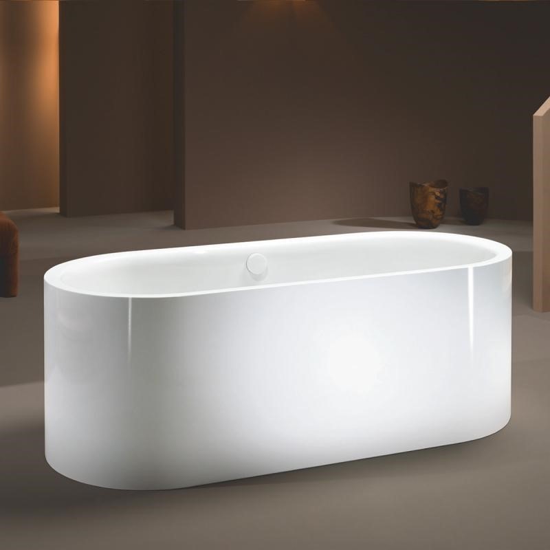 Immagine di Kaldewei MEISTERSTÜCK CENTRO DUO OVAL vasca L.180 P.80 cm, in acciaio smaltato, con colonna di scarico KA 4040, colore bianco alpino 200240403001