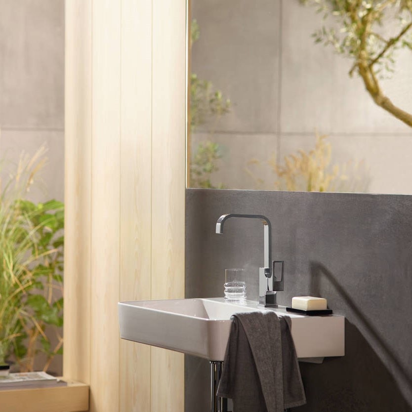Immagine di Hansgrohe METROPOL miscelatore monocomando lavabo 230, con maniglia a staffa e piletta push-open, finitura cromo 74511000