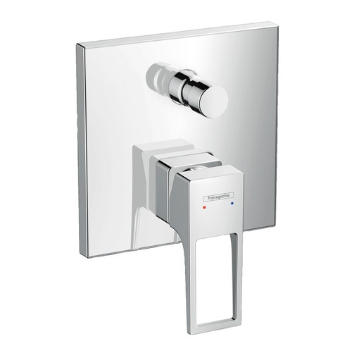 Immagine di Hansgrohe METROPOL miscelatore monocomando vasca, ad incasso, per installazione nascosta, con combinazione di sicurezza e maniglia a staffa, finitura cromo 74546000