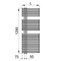 Immagine di Irsap JAZZ scaldasalviette attacco sinistro, 28 tubi, 2 intervalli, H.129 L.50 P.6,7 cm, colore bianco finitura opaco JLM050BJ8IR01NNN02