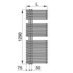 Immagine di Irsap JAZZ scaldasalviette attacco sinistro, 28 tubi, 2 intervalli, H.129 L.50 P.6,7 cm, colore nero grafite finitura ruvido JLM050B18IR01NNN02