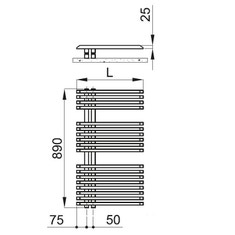 Immagine di Irsap JAZZ scaldasalviette attacco sinistro, 18 tubi, 2 intervalli, H.89 L.50 P.6,7 cm, colore bianco JLS050B01IR01NNN03
