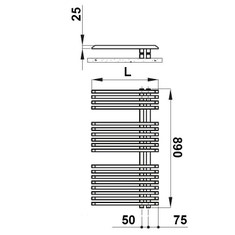 Immagine di Irsap JAZZ scaldasalviette attacco destro, 18 tubi, 2 intervalli, H.89 L.50 P.6,7 cm, colore bianco JRS050B01IR01NNN03