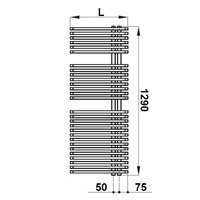 Immagine di Irsap JAZZ scaldasalviette attacco destro, 28 tubi, 2 intervalli, H.129 L.50 P.6,7 cm, colore bianco finitura opaco JRM050BJ8IR01NNN03