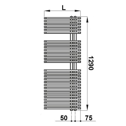 Immagine di Irsap JAZZ scaldasalviette attacco destro, 28 tubi, 2 intervalli, H.129 L.60 P.6,7 cm, colore bianco JRM060B01IR01NNN01