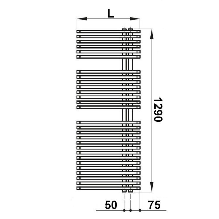 Immagine di Irsap JAZZ scaldasalviette attacco destro, 28 tubi, 2 intervalli, H.129 L.60 P.6,7 cm, colore bianco JRM060B01IR01NNN01