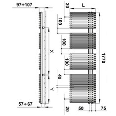 Immagine di Irsap JAZZ scaldasalviette attacco destro, 38 tubi, 3 intervalli, H.177 L.50 P.6,7 cm, colore bianco JRG050B01IR01NNN01