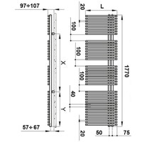 Immagine di Irsap JAZZ scaldasalviette attacco destro, 38 tubi, 3 intervalli, H.177 L.60 P.6,7 cm, colore bianco JRG060B01IR01NNN03