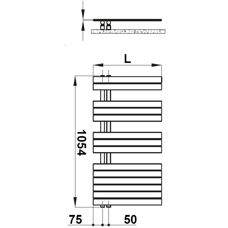 Immagine di Irsap SOUL scaldasalviette, 14 tubi, 3 intervalli, H.105,4 L.55 P.5 cm, attacco sinistro, colore bianco SNM055B01IR01NNN02