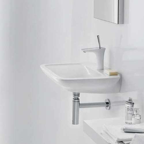Immagine di Hansgrohe PURAVIDA miscelatore monocomando lavabo H.22 cm 110, con piletta push-open, finitura cromo e bianco 15070400