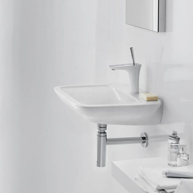 Immagine di Hansgrohe PURAVIDA miscelatore monocomando lavabo H.22 cm 110, con piletta push-open, finitura cromo e bianco 15070400