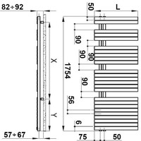 Immagine di Irsap SOUL scaldasalviette, 25 tubi, 4 intervalli, H.175,4 L.55 P.5 cm, attacco sinistro, colore bianco SNG055B01IR01NNN03