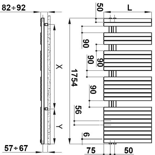 Immagine di Irsap SOUL scaldasalviette, 25 tubi, 4 intervalli, H.175,4 L.55 P.5 cm, attacco sinistro, colore bianco SNG055B01IR01NNN03