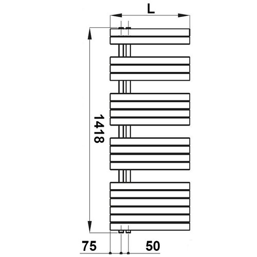 Immagine di Irsap SOUL scaldasalviette, 19 tubi, 4 intervalli, H.141,8 L.55 P.5 cm, attacco sinistro, colore bianco SNL055B01IR01NNN03